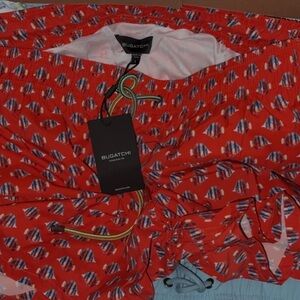 Bugatchi Red Geometric Swim Shorts